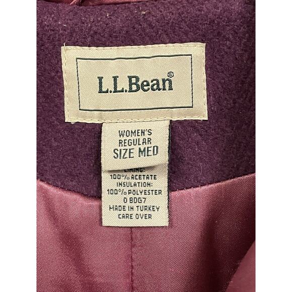 L.L. Bean Womens Wool Blend Toggle Hooded Coat Purple Size Medium - Picture 2 of 9